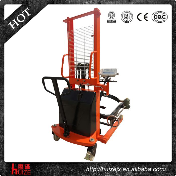 半電動(dòng)稱重油桶車（夾鐵桶，手搖翻轉(zhuǎn)倒料）